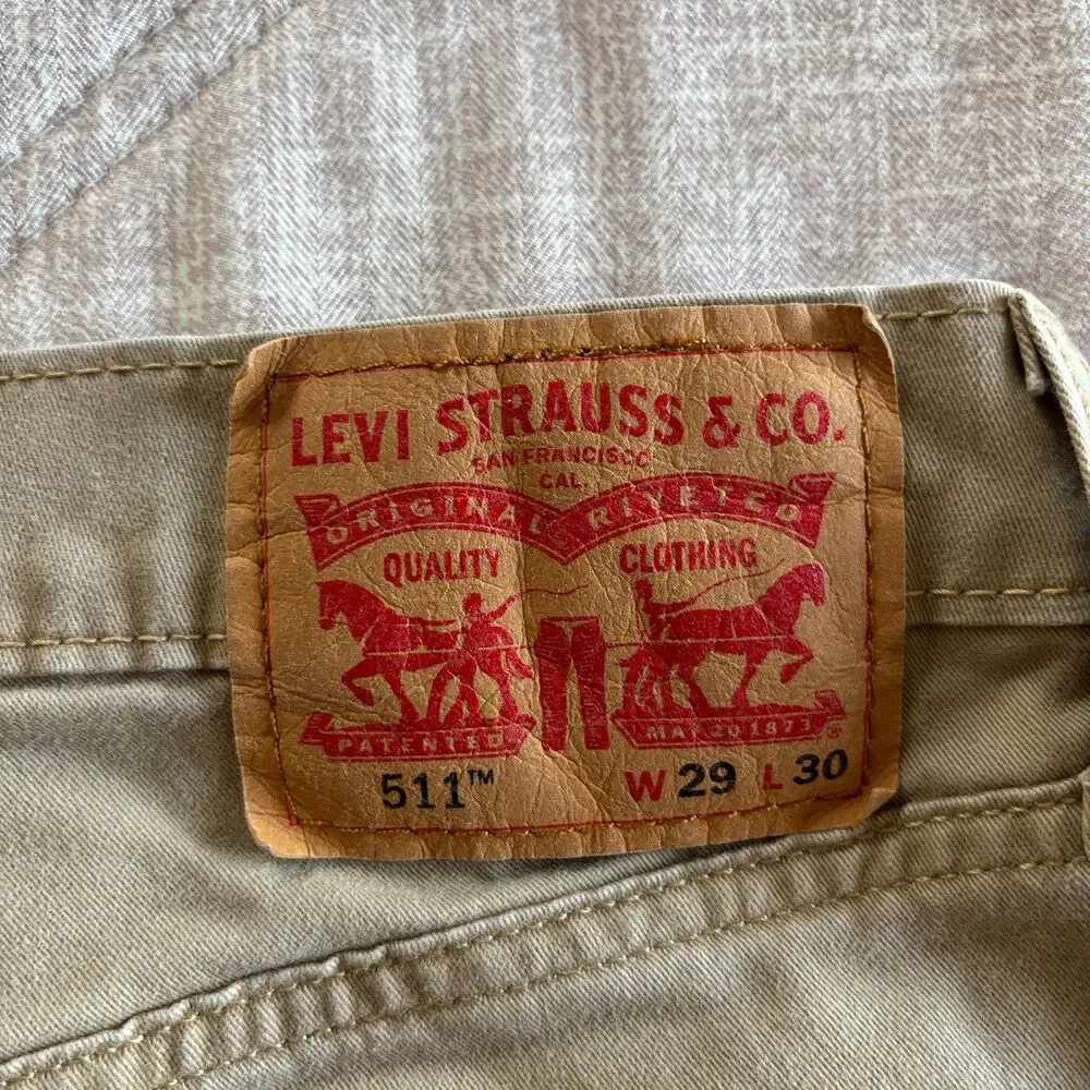 Levi's 511 Slim Fit Tan Khaki Casual Pants Trousers Men's Size 29x30
